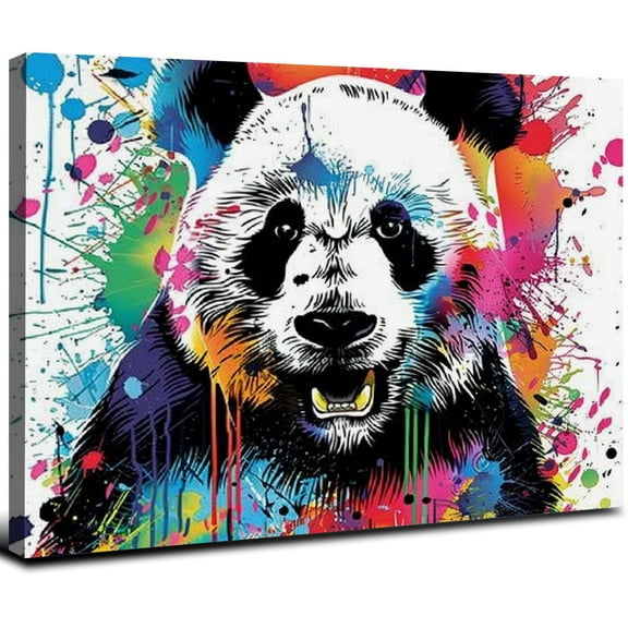 JRXY Unframed Canvas Wall Art For Bedroom Office Wall Decor,  Funny Colorful Panda Wall Decorations For Living Room Painting Pictures Artwork For Modern Posters Prints Home Decor 16x12inch