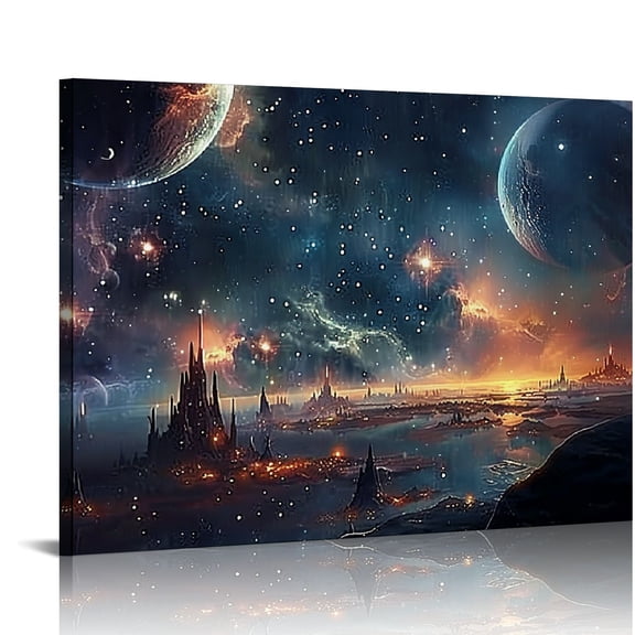 JRXY  Universe Starry Sky Wall Art Outer Space Fantastic Nebula Galaxy Poster Decorative Painting Holiday Gift HD Picture Modern Aesthetics Mural Canvas Wall Art 20x16in