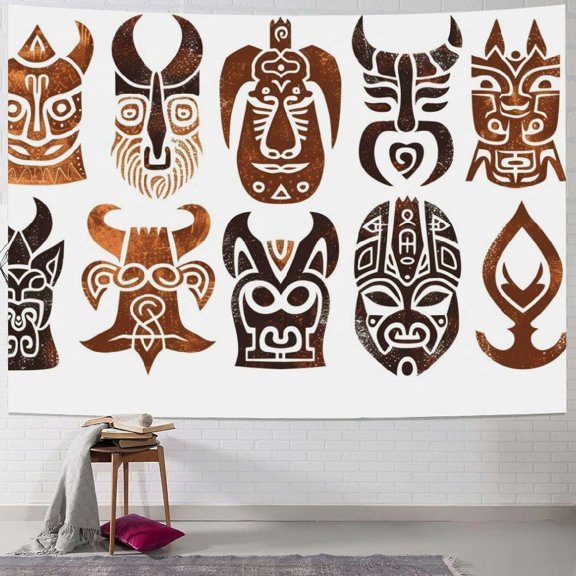 JRXY Urban Tribal Pattern Tapestry - High-Quality Short Plush, Soft and Lightweight Painting