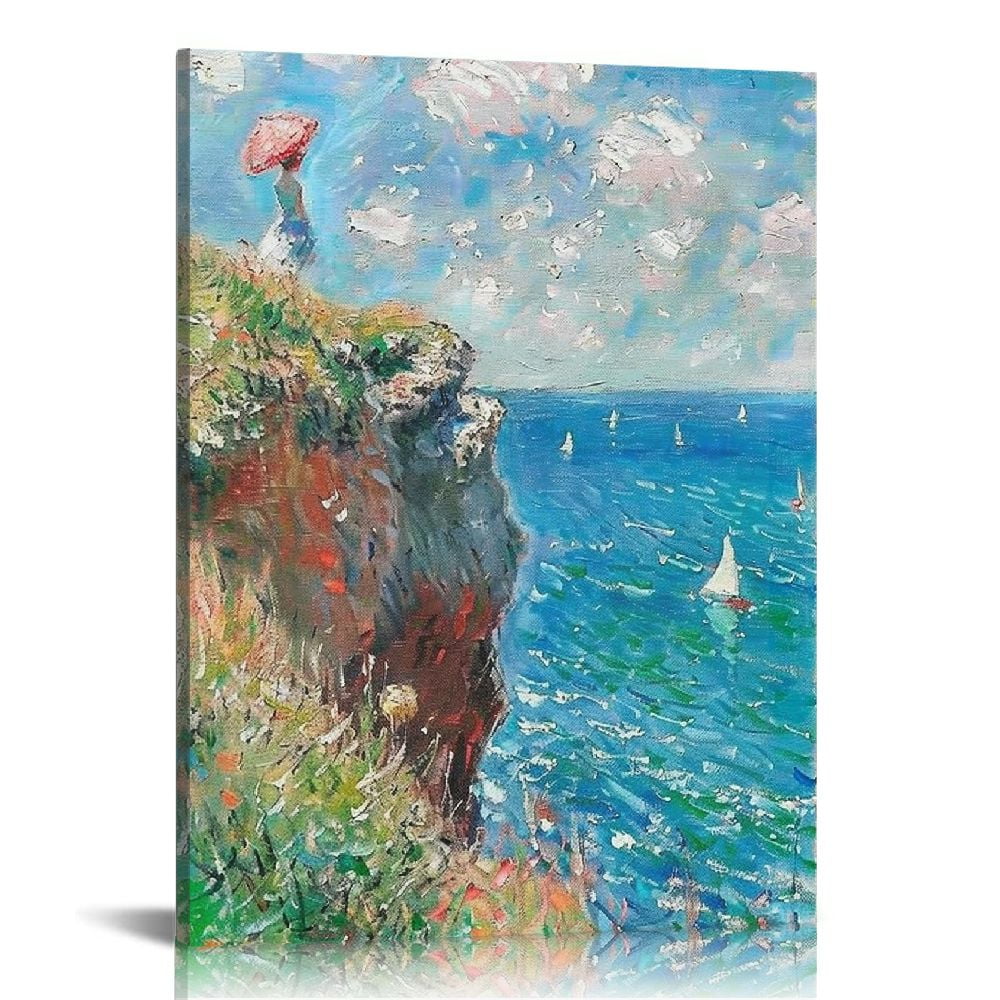 JRXY Vintage Claude Monet Water Lilies Canvas Wall Art Print Poster - Botanical Floral Pictures for Living Room Bedroom Decor 16x20 in