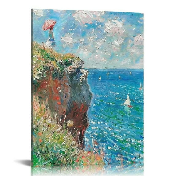 JRXY Vintage Claude Monet Water Lilies Canvas Wall Art Print Poster - Botanical Floral Pictures for Living Room Bedroom Decor 16x20 in