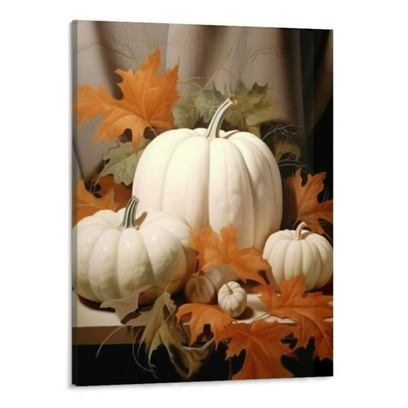 JRXY Vintage Fall Canvas Wall Art - Halloween Still Life Pumpkin Room Decor Aesthetic Posters - Rustic Fall Art Print - Funky Autumn Farmhouse Wall Decor for Bedroom Dorm 16x20in