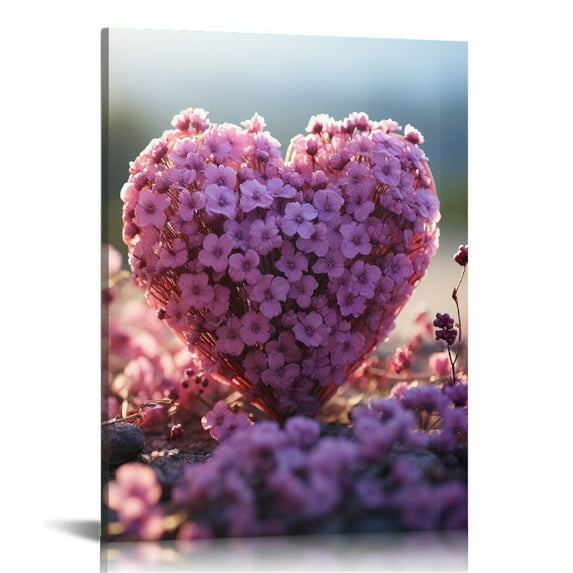 JRXY Vintage Flower Romantic Lavender Canvas wall Art, Purple Lavender bathroom decor,Framed Canvas wall art,Living Room Bedroom Bathroom Decor 12x16 in