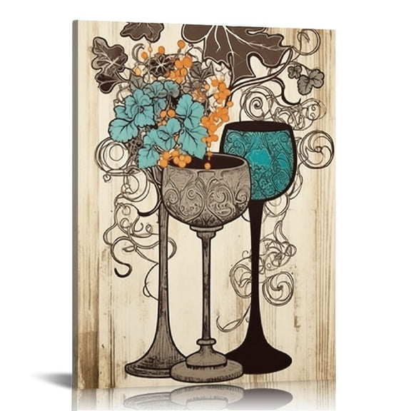 JRXY Vintage Kitchen Decor Love Eat Drink Canvas Wall Art Dinning Room Wall Accessories Gift for Women Restaurants Chef Framed 16x20 in