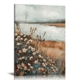 thumbnail image 1 of JRXY Vintage Landscape Canvas Wall Art - Wildflower Field Landscape Painting, Vintage Landscape Art Print, Country Field Wall Art Farmhouse Wall Decor for Bedroom Living Room Decor, Framed 12x16 in, 1 of 5