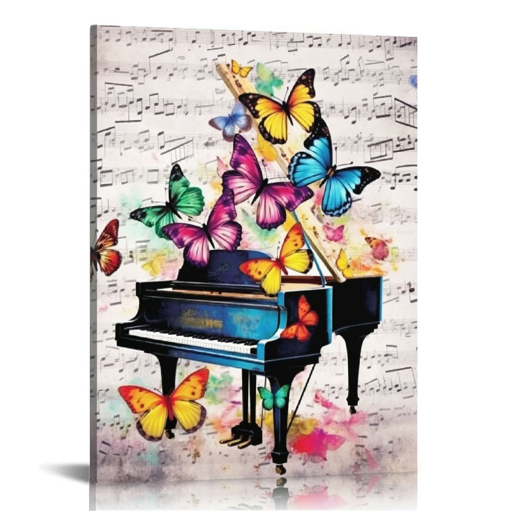 JRXY Vintage Music Wall Art Retro Piano Painting Art Print on Canvas ...