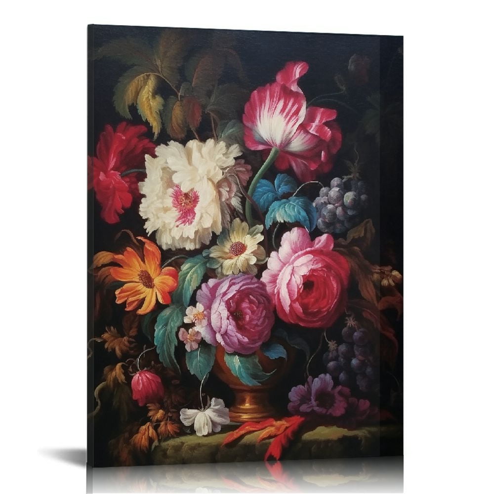 JRXY Vintage Retro Floral Wall Art Dark Academia Floral Vintage Poster ...