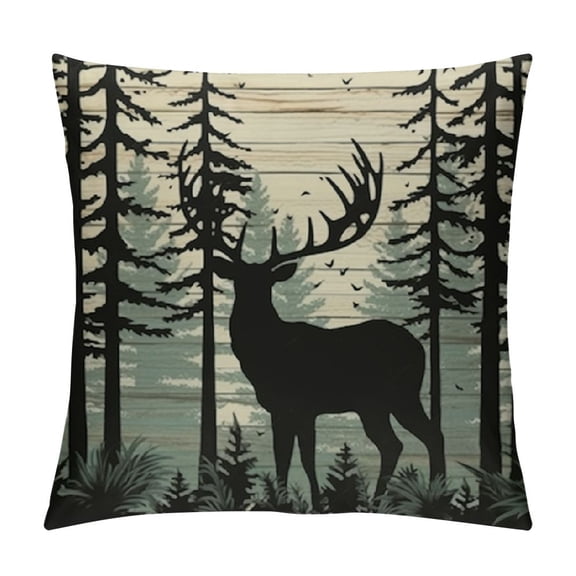 JRXY Vintage Wood Forest deer Throw Pillow Cover Pillowcase Camp Theme Decor For Sofa Bed Couch Home Bedroom Camping Gifts For Camper Adventure Lover, Camper Lover Gift White