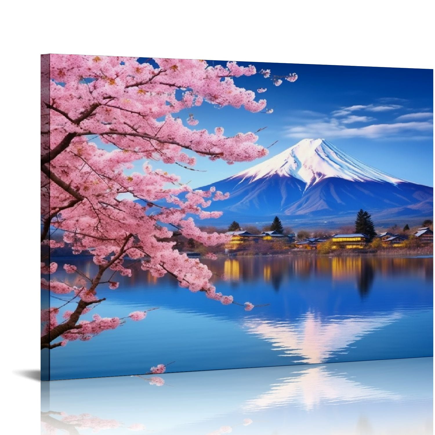 JRXY Wall Art Canvas Painting Cherry Blossoms Mount Fuji Mount Fuji and ...