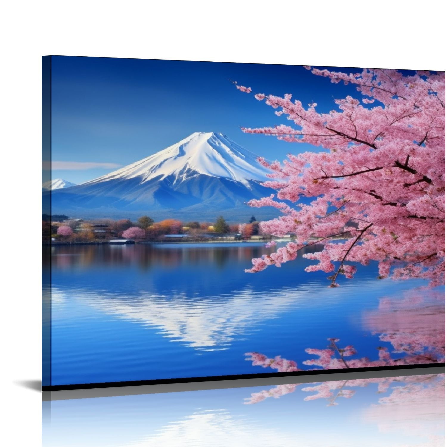 JRXY Wall Art Canvas Painting Cherry Blossoms Mount Fuji and the Sakura ...