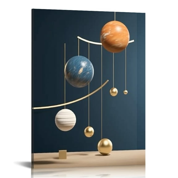 JRXY Wall Art Framed Wall Art Canvas Print Set Minimalist Medieval Geometric Circle Abstract Illustration Modern Wall Art Decor Multicolor Living Room Bedroom Office 12x16 in