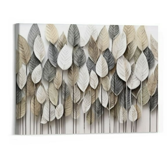 JRXY Wall Art Light modern Abstract Canvas wall art Black and white leaves Frames - Canvas Painting artwork Wall Art Print Poster for Living Room Decoration 20"x16" with Framed 20x16in