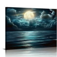 thumbnail image 1 of JRXY Wall Art Moon Sea Ocean Landscape Picture Canvas Wall Art Print Paintings Modern Artwork for Living Room Wall Decor and Home Décor Framed Ready to Hang,1inch Thick Frame,  16x12in, 1 of 4