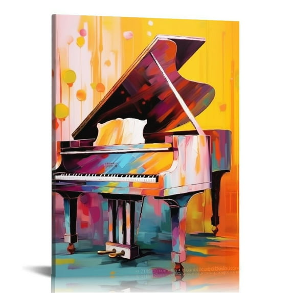 JRXY  Wall Art Watercolor Music Wall Art Print Splash Graffiti Musical Instrument Art Musician Gift Decor Piano for Home Office Decorations Wall Decor 16x20 in
