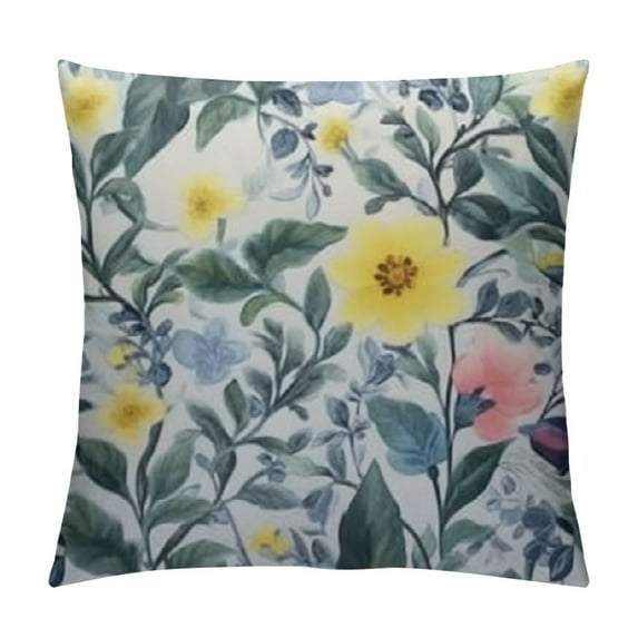 JRXY Watercolor Flowers Body Pillow Cover Yellow Blue Floral Sage Green Leaves Long Pillow Case with Zipper Decorative Large Bedding Pillowcase Cushion Covers for Bedroom,Couch,Sofa 24x24in