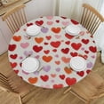 thumbnail image 1 of JRXY  Watercolor Hearts and Dots Tablecloth with Elastic Edge, Round Table Cloth Washable Reusable Table Cover for Kitchen Dining Party Picnic, Medium White, 1 of 7
