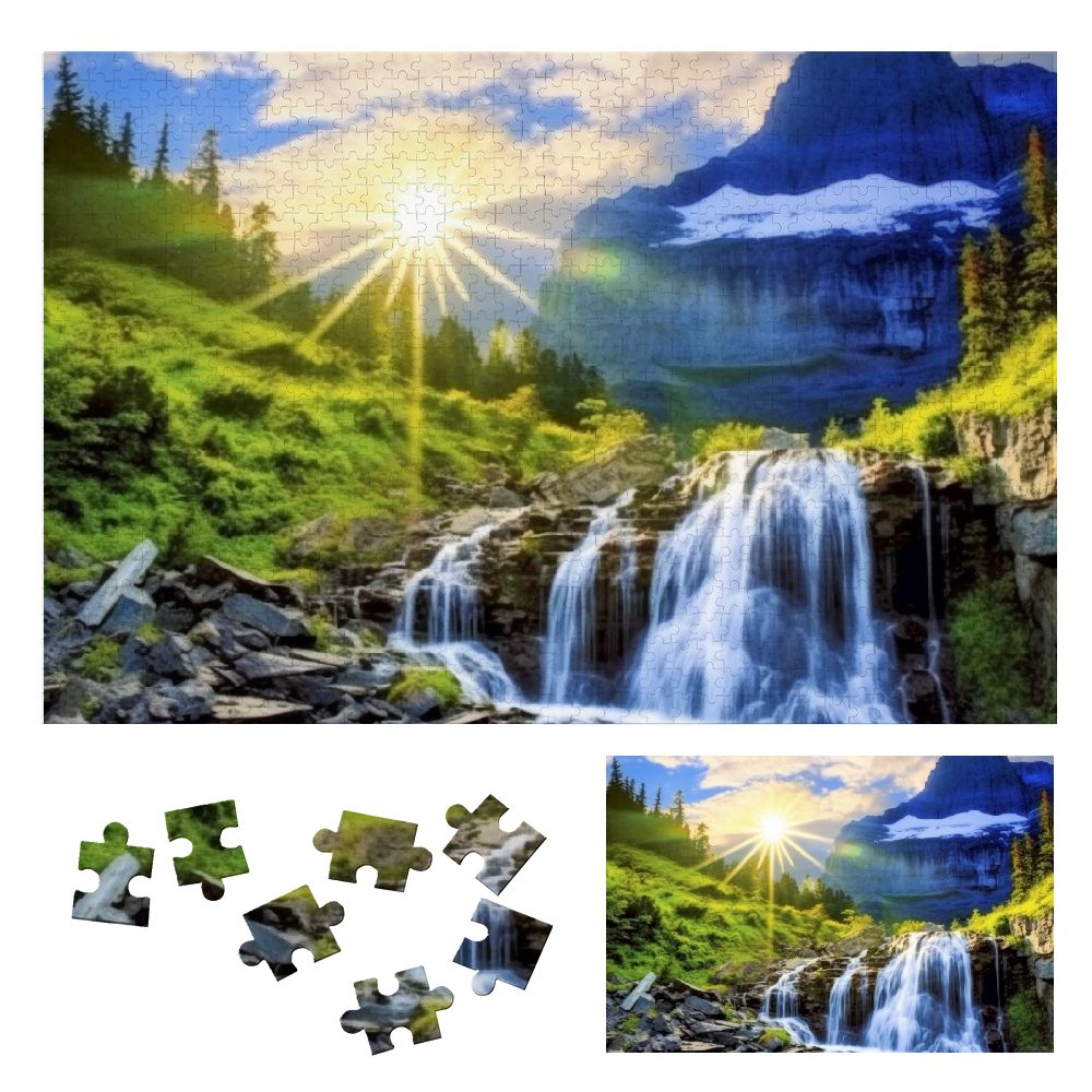 JRXY Waterfall Mountain Sky Wooden Puzzle for Adults and Kids 1000 PCS ...