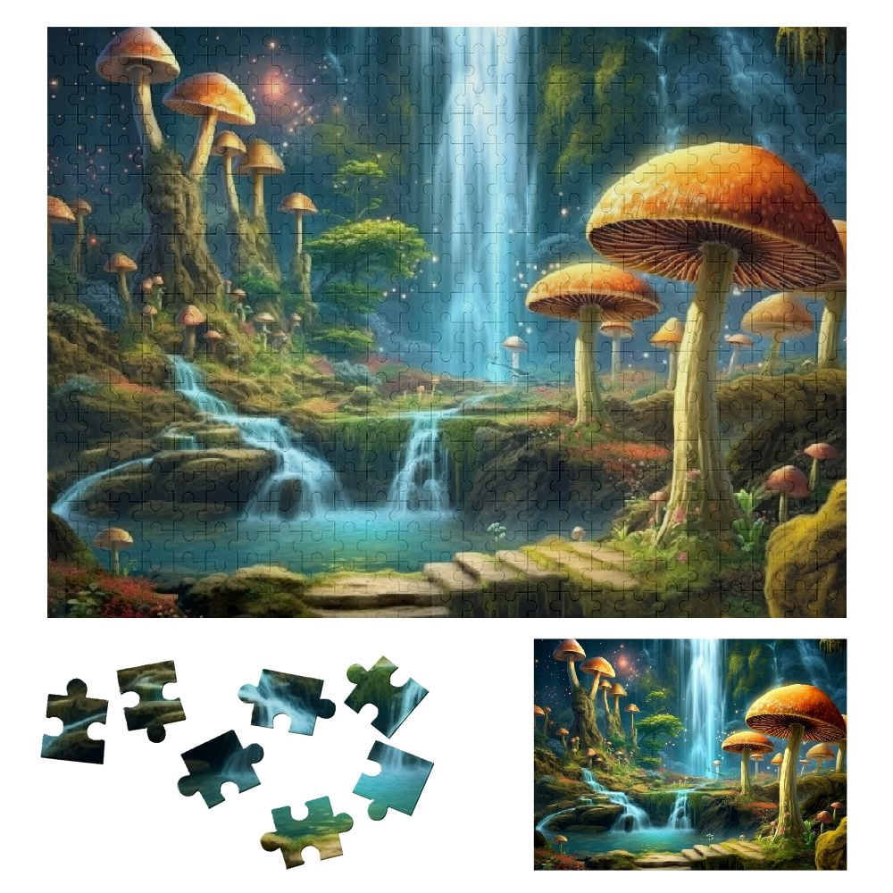 JRXY Waterfall Mushrooms Forest Wood Puzzle Challenging Difficult ...