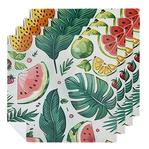 JRXY Watermelon Leaves Pattern Cloth Napkins Polyester for Farmhouse Party Dining Table Decor Home Decor 6 PCS