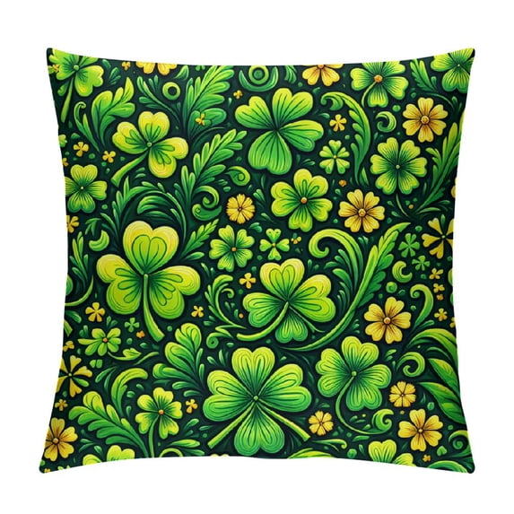 JRXY Waterproof St Patrick’s Day Pillow Covers Lucky Clover Shamrocks Green Leaves Holiday Throw Pillow Cases Spring Farmhouse Decorations Cushion Cover Double Sided White