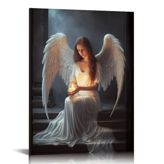 JRXY White Angel Painting Angel Wings Posters for Girls Room-20 Canvas Wall Art Prints for Wall Decor Bedroom Decor Gifts 16x20 in
