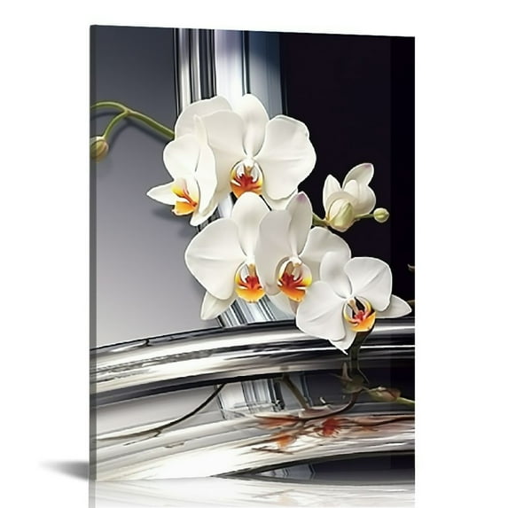 JRXY White Butterfly Orchid Flower Wall Art Abstract Picture Canvas Print Wall Painting Modern Artwork Wall Décor for Bedroom Living Room Bathroom Office pattern1
