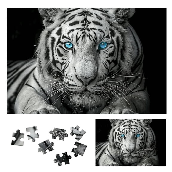 JRXY White Tiger Wooden Jigsaw Puzzle Challenging Difficult Puzzles for Adults Family Friends Gift 1000 PCS