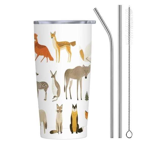 JRXY Wild Animal Pattern 20oz Car Straw Cup (with Straw) 20oz