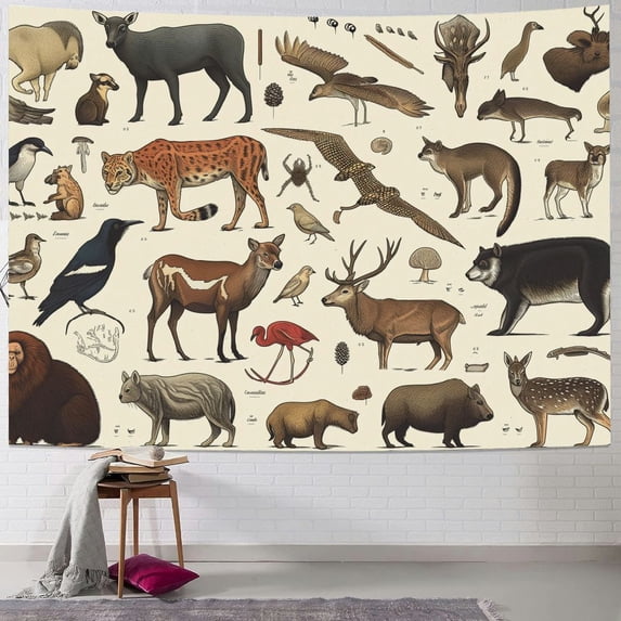 JRXY Wild Animal Pattern Tapestry - High-Quality Short Plush, Soft and Lightweight Painting