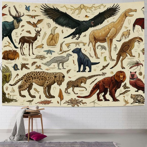 JRXY Wild Animal Pattern Tapestry - High-Quality Short Plush Wall Hanging Painting