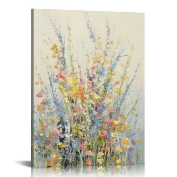 JRXY  Wildflower Panel II Modern Decoration Framed Colorful Flower Artwork Canvas Wall Art Prints for Office and Home Décor 12x16 in