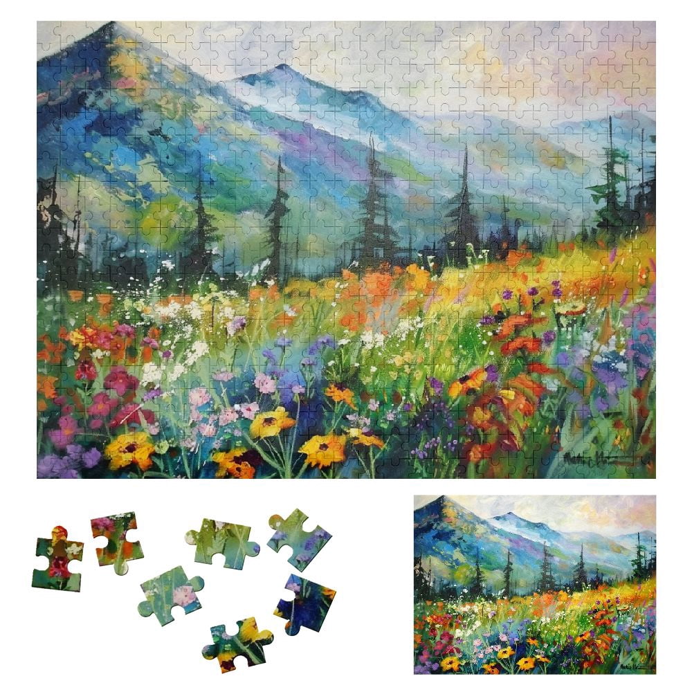 JRXY Wildflowers Trees Impressionist Painting Wooden Jigsaw Puzzle Gift ...