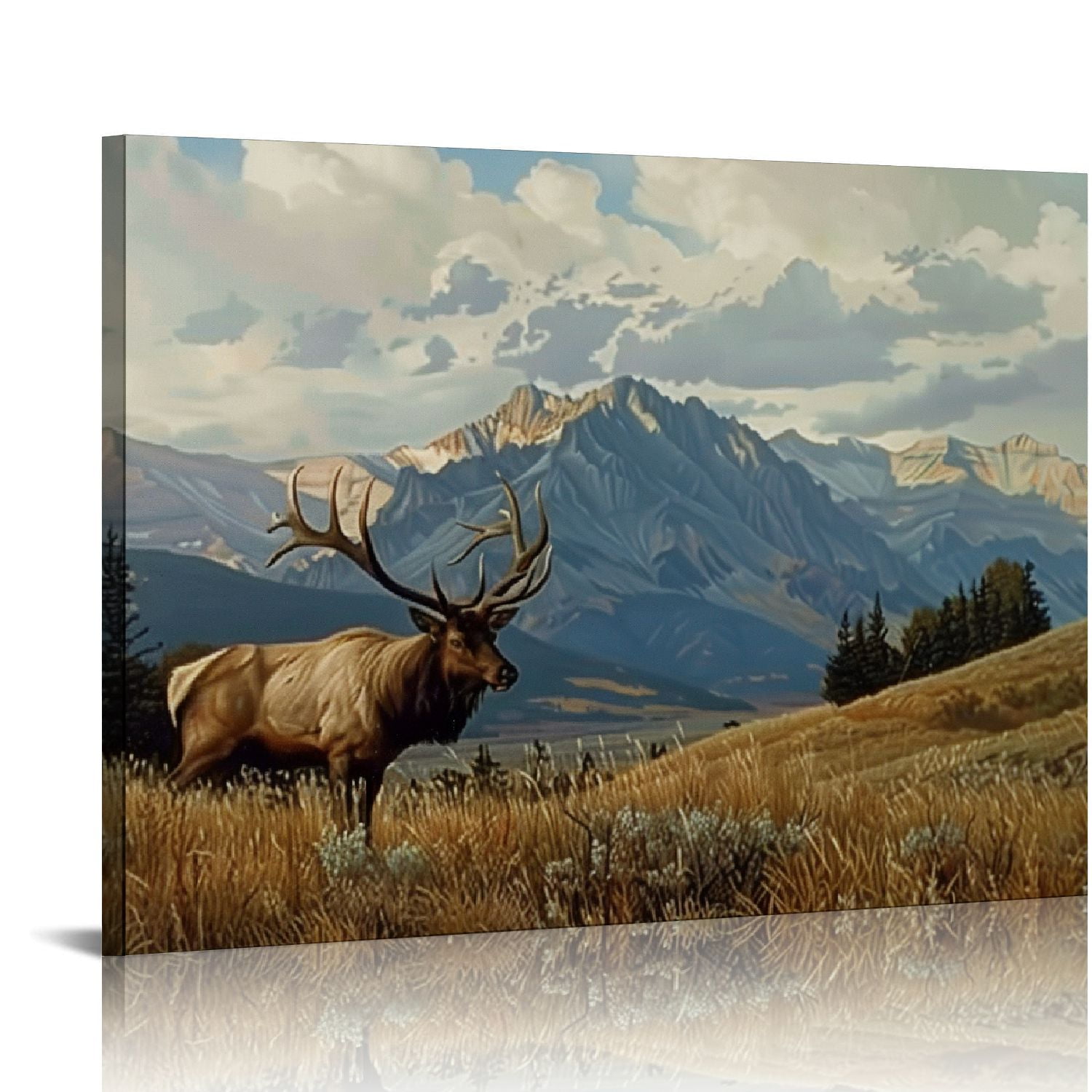 JRXY Wildlife Animal Painting Deer Elk Wall Art Canvas Prints Autumn