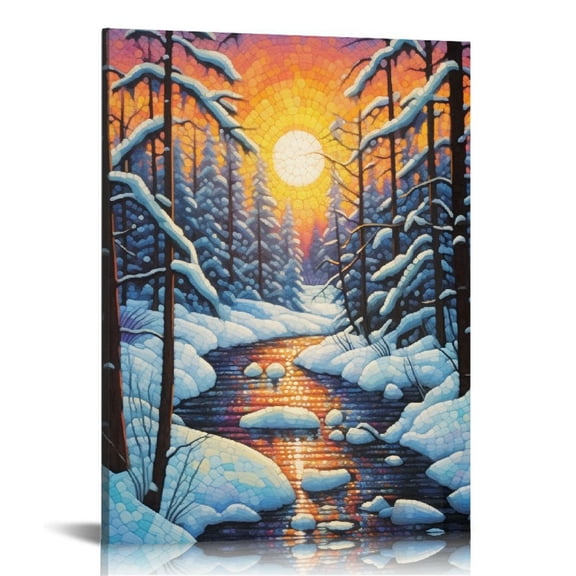 JRXY Winter, Scenic Artwork Canvas Print, Winter Landscape Wall Décor, Beautiful Large Wall Art Print, Forest River Canvas Print, Tree Wall Art, Wild Nature Artwork, Arts Picture 2