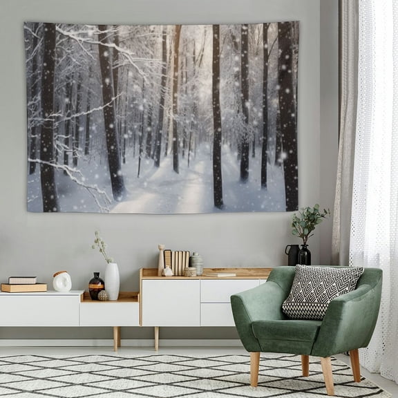 JRXY Winter Tapestry Snow Forest Wall Hanging 60x40 Inches for Bedroom Living Room Decor 60x40in