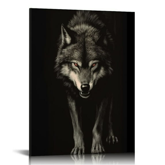 JRXY Wolf Canvas Wall Art Framed Motivational Quotes Poster Wolf Picture Painting Black Artwork Wildlife Wall Art Prints Modern Abstract Wall Hanging Framed pattern2