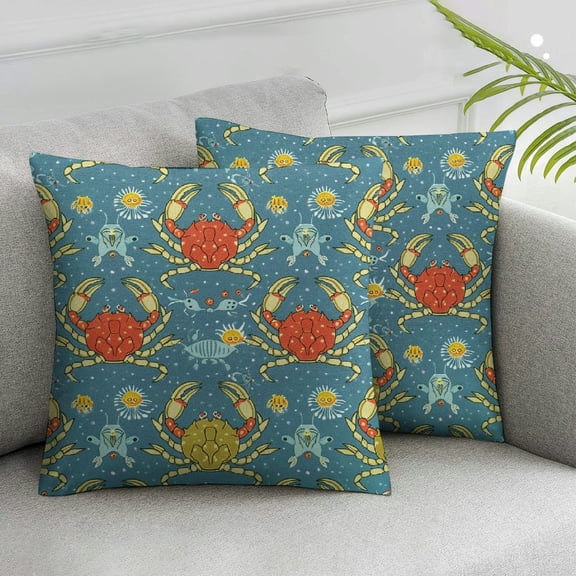 JRXY  Yellow Submarine Fluffy Throw Pillow Cushion Cover, Underwater Life Theme Pattern Submarines Whales and Crabs Print, Rectangle Accent Pillow Case, Aqua and Mustard White