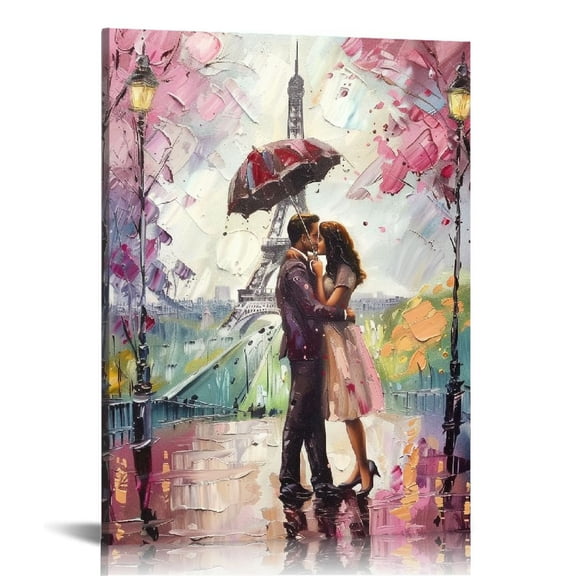 JRXY wall art for bedroom decor Paris Eiffel Tower Pink canvas picture artwork 16x20 in
