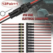 JRready 12 Pair 2 Pin Wire Connectors 16AWG 26/0.254,Car Waterproof Electrical Connectors with Extraction Tool DRK-785084 for Truck,Bus,Car,Motorcycle Wiring