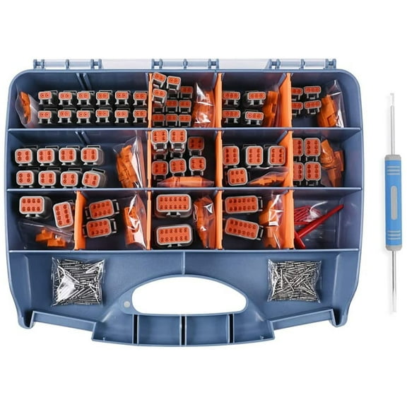 JRready 414PCS Deutscch DTM Connecctor Kit in 2, 3, 4, 6, 8, 12 Pin Connectors, Size 20 Solid Contacts, DT Connector Removel Tool. ST6332 Deutsch Pin Kit