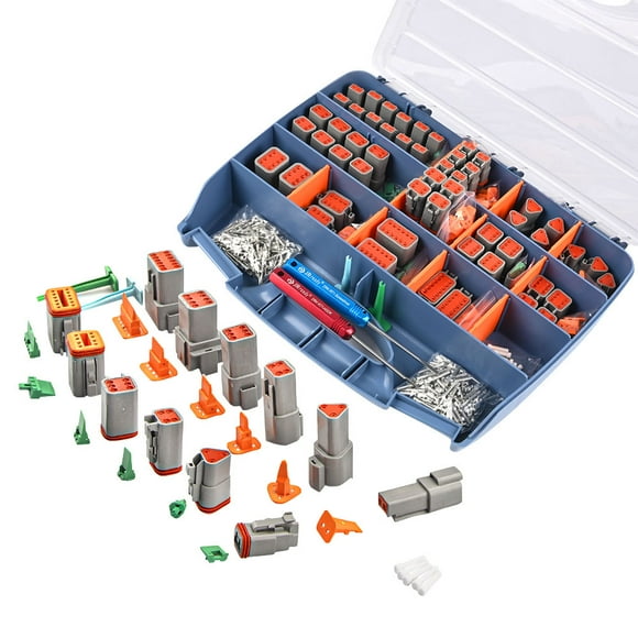 JRready 416PCS Deutsch Connector Kit,2,3,4,6,8,12 Pin Connector with terminals Removal Tool, Waterproof Automotive Electrical DT Connector Plug for Truck,Bus,Car,Scooter,Marine,Motorcycle Wiring
