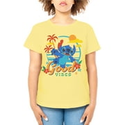 MAD ENGINE GLOBAL Disney Stitch Good Vibes Graphic Tee with Short Sleeves, Women's