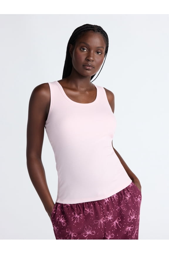 Women’s Ribbed Tank with Inner Bra, 2-Pack, Sizes XS-3X