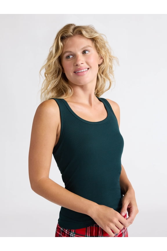 Women’s Ribbed Tank with Inner Bra, 2-Pack, Sizes XS-3X