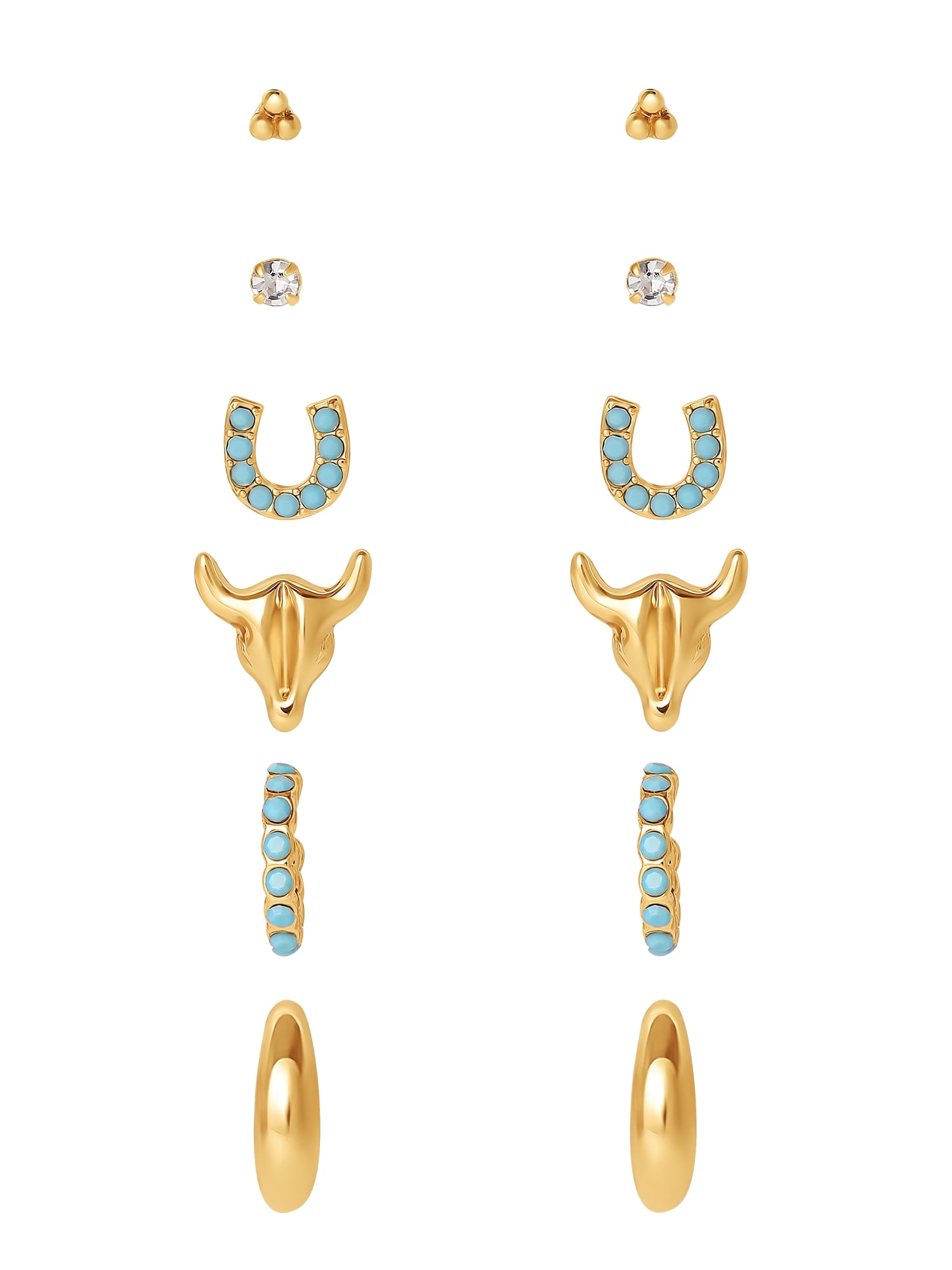 Jessica Simpson Women’s Faux Turquoise Earrings Set, 6 Pairs – Mixed Fashion Stud and Drop Earrings Collection