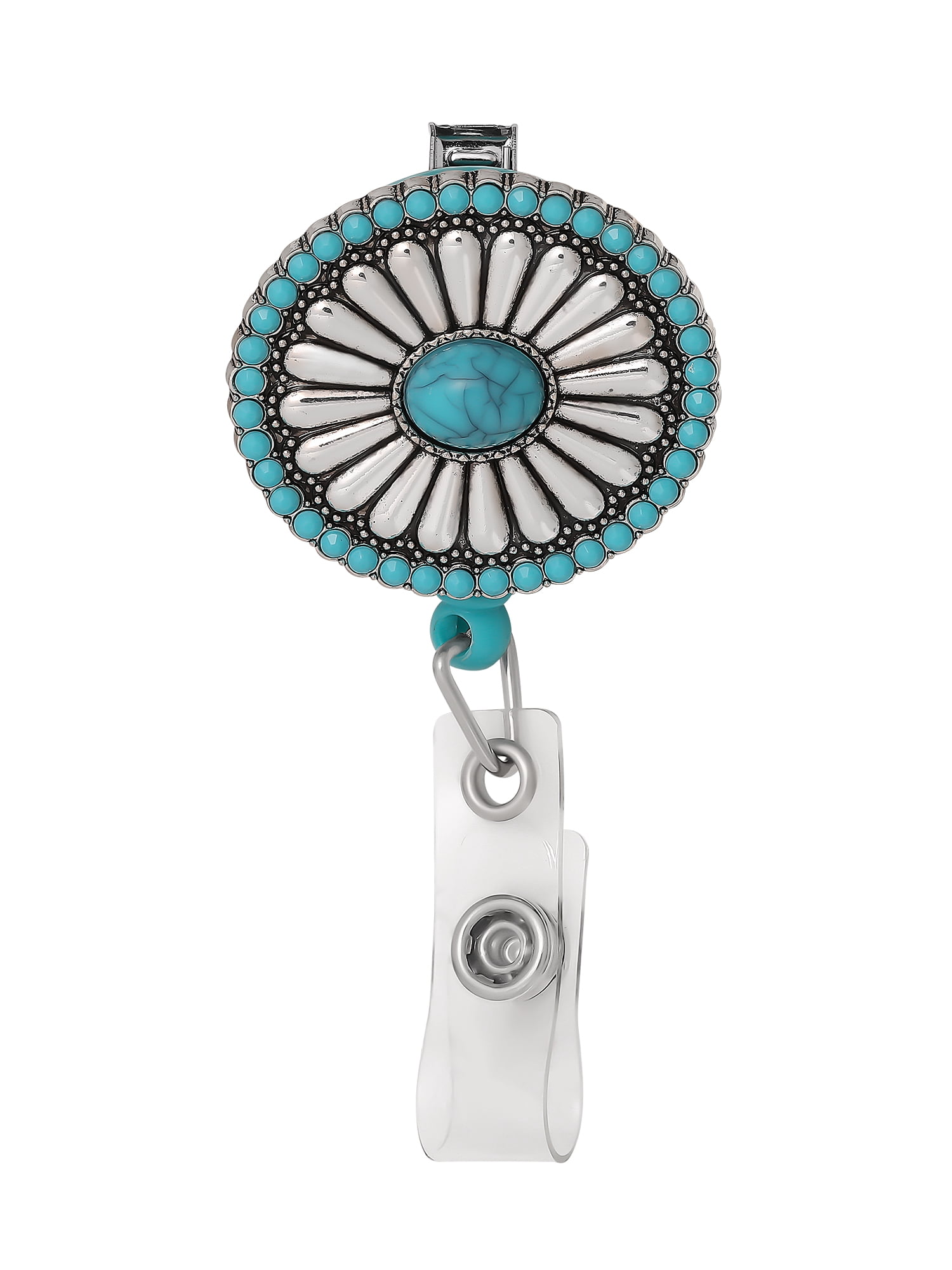 Jessica Simpson Western Faux Turquoise Badge Reel, Retractable ID