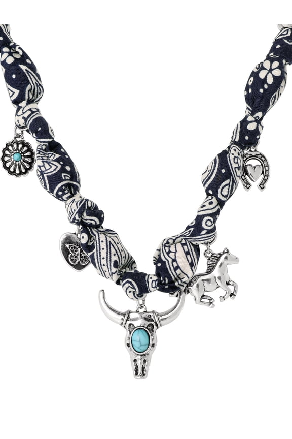 Women's Faux Turquoise Bandana Charm Necklace