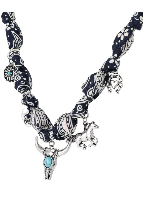 Women's Faux Turquoise Bandana Charm Necklace