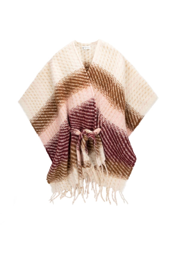 Casual Belted Ruana – Open Front Wrap Shawl (Women's)