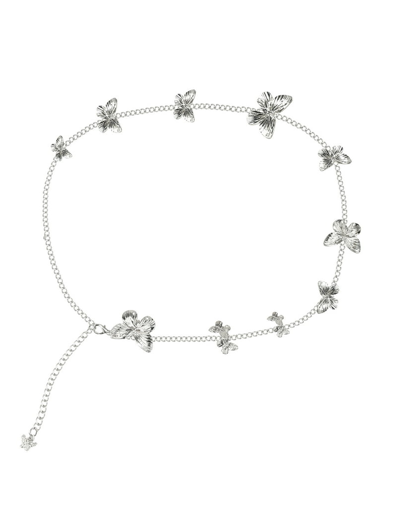 silver chain belt for dress ISLA DISC CHAIN BELT IN SILVER